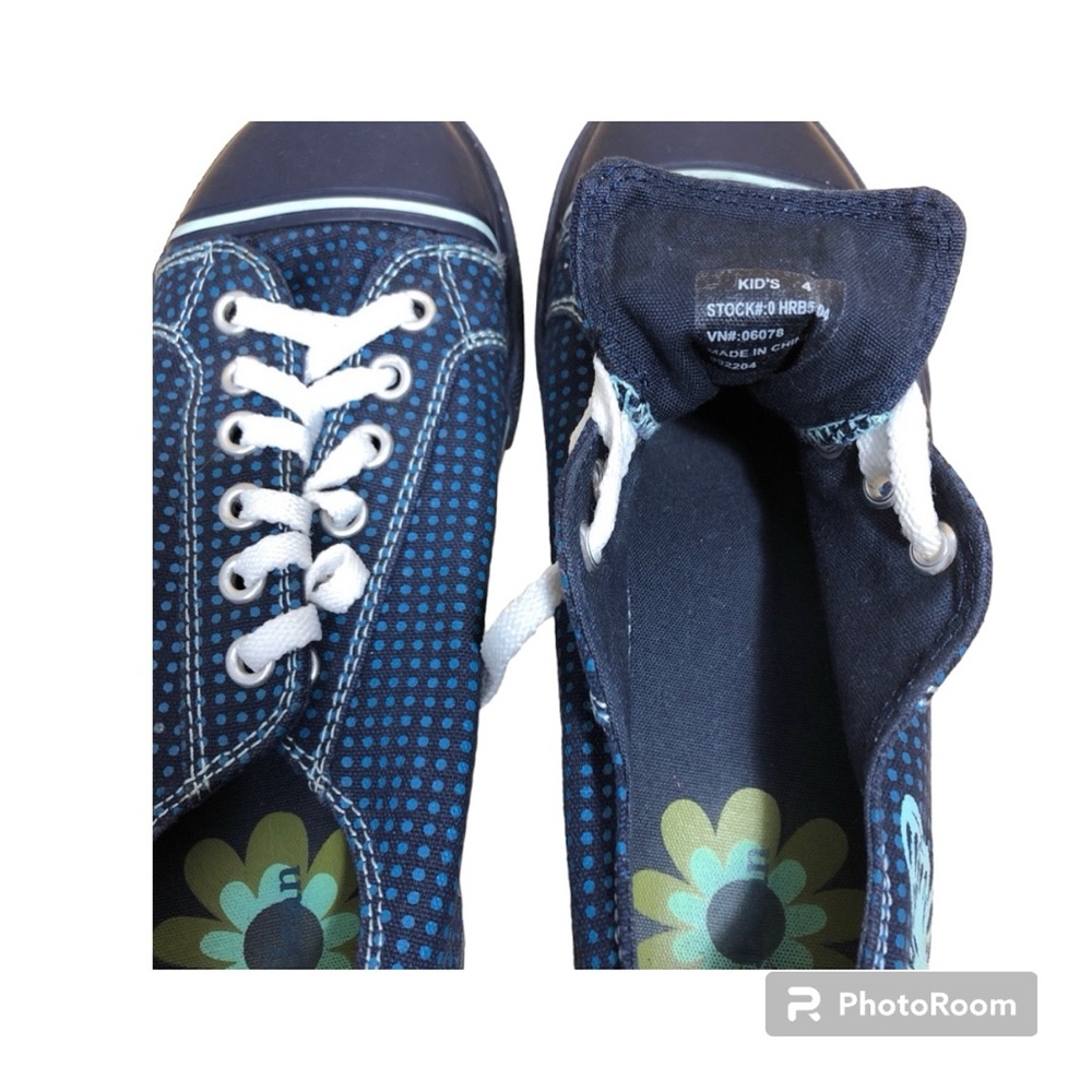 L.L. Bean Polka Dot Butterfly Canvas Sneakers Navy Size 4 - Picture 7 of 7